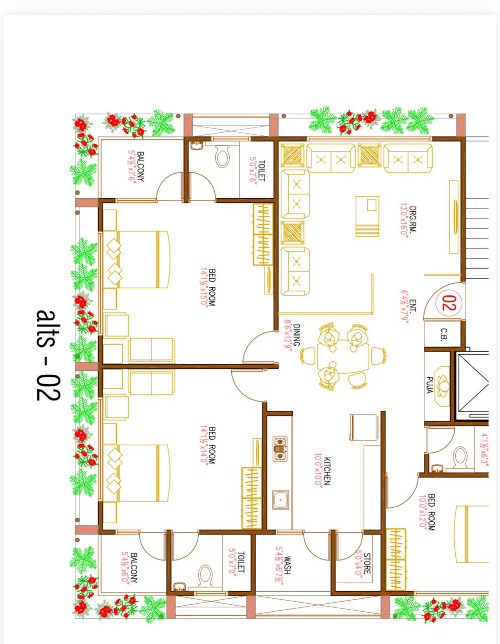 3bhk floor plan