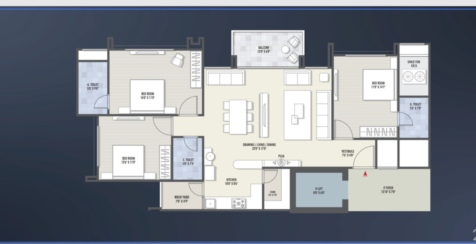Unit Plan 3BHK
