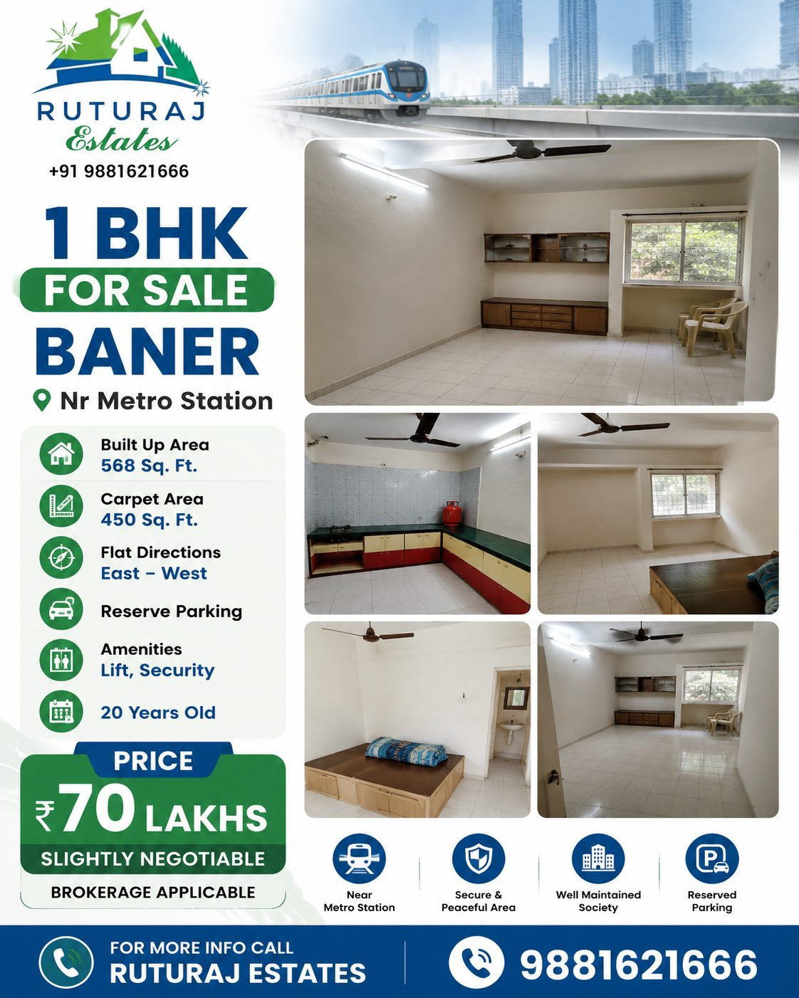 1 BHK Apartment for sale in Baner, Pune