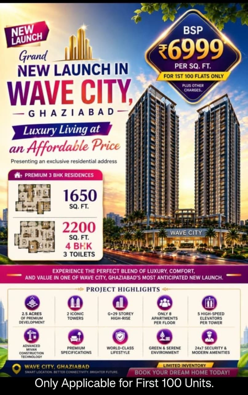 3 BHK Apartment for sale in Wave City, Ghaziabad