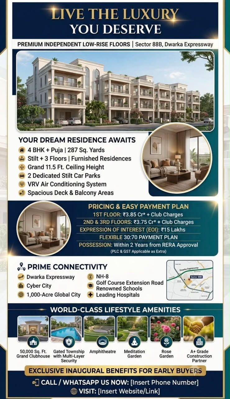 3 BHK Floor for sale in Sector 88B, gurugram