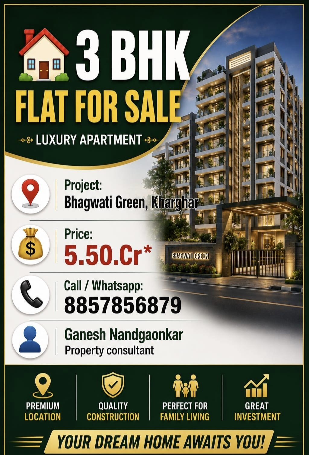 3 BHK Apartment for sale in Kharghar, Navi Mumbai