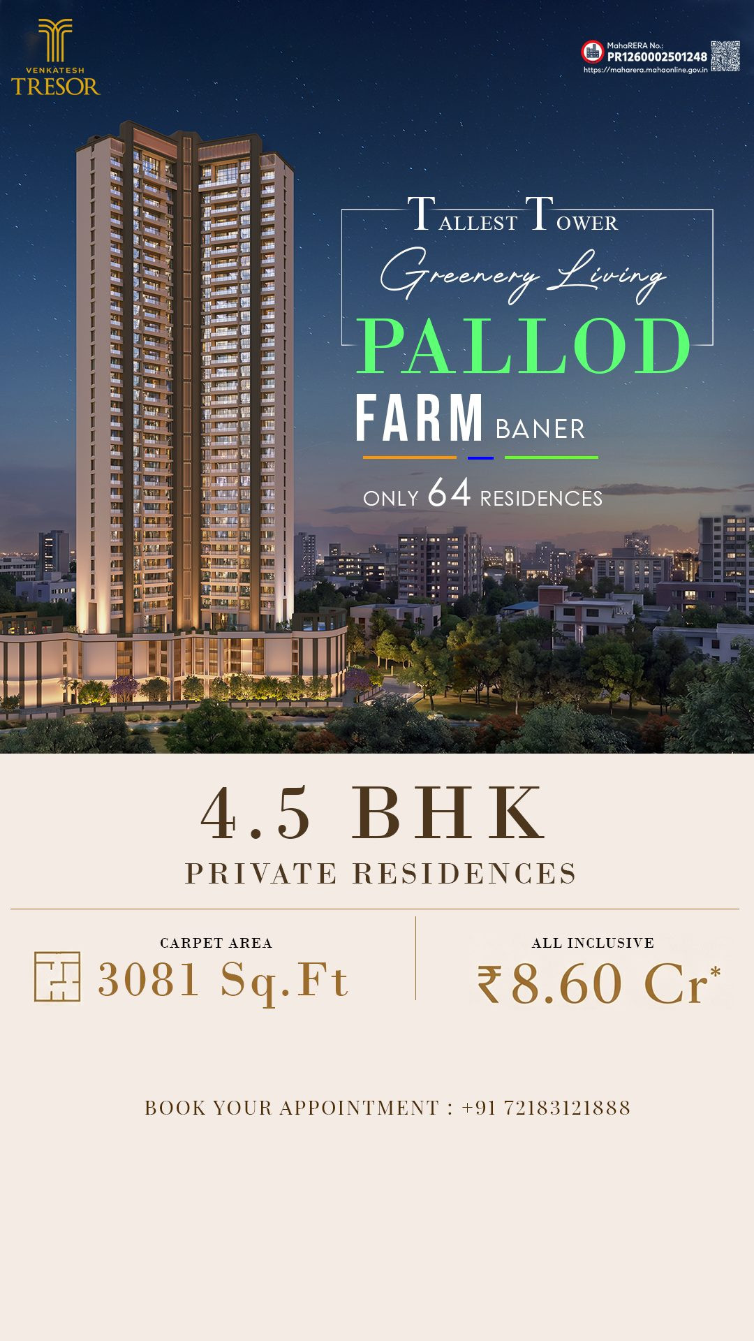 4 BHK Apartment for sale in Baner, Pune