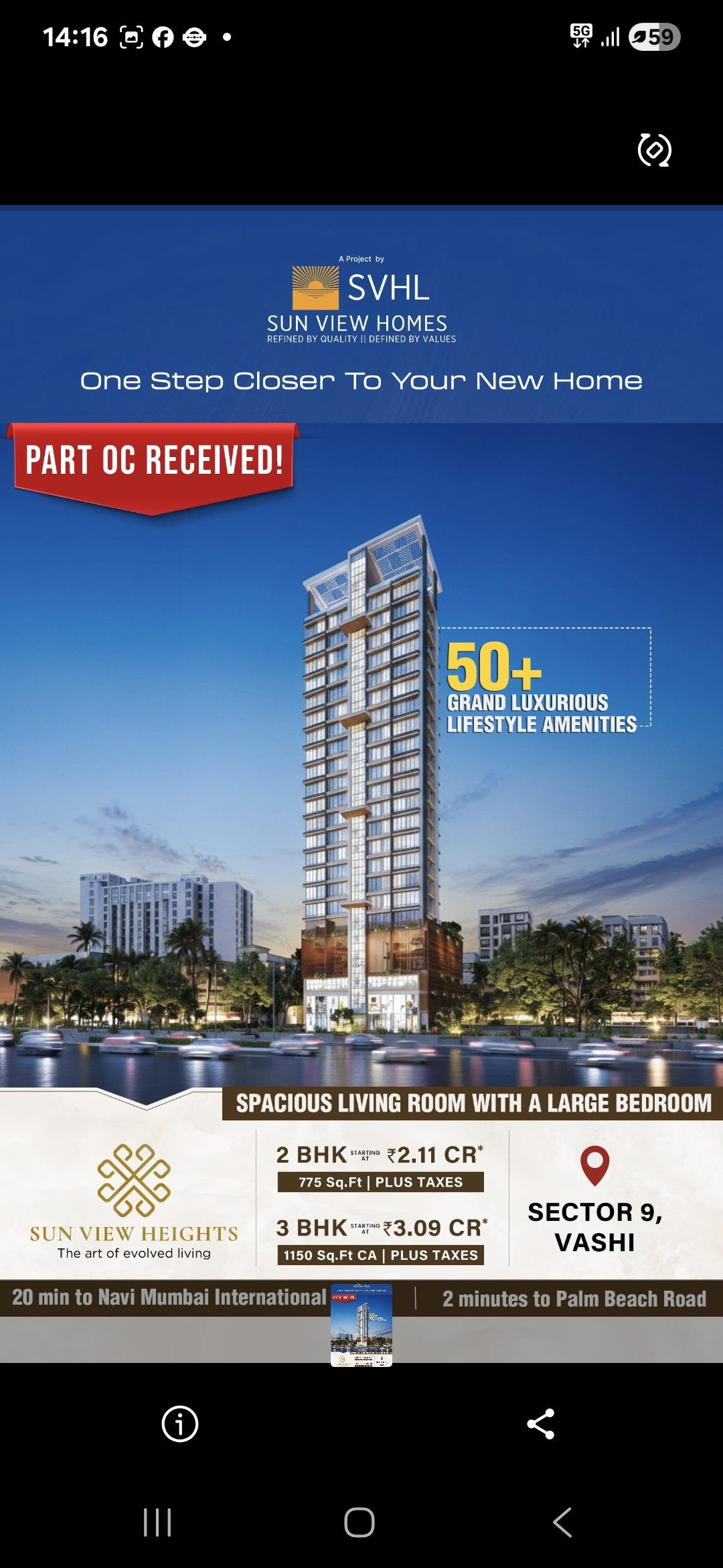 2 BHK Builder Floor for sale in Vashi, Navi Mumbai