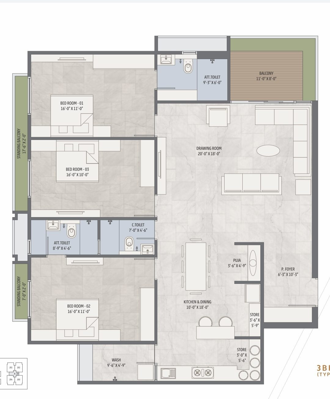 3 BHK Apartment for sale in South Bopal, Ahmedabad