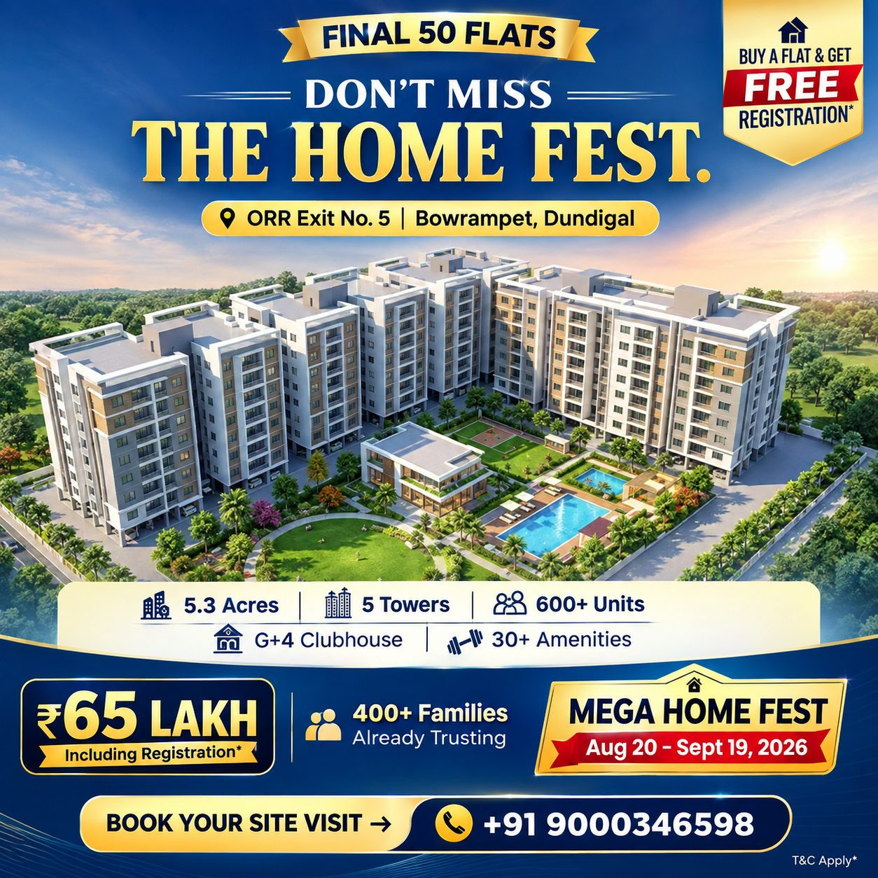 2 BHK Apartment for sale in Bowrampet, Hyderabad