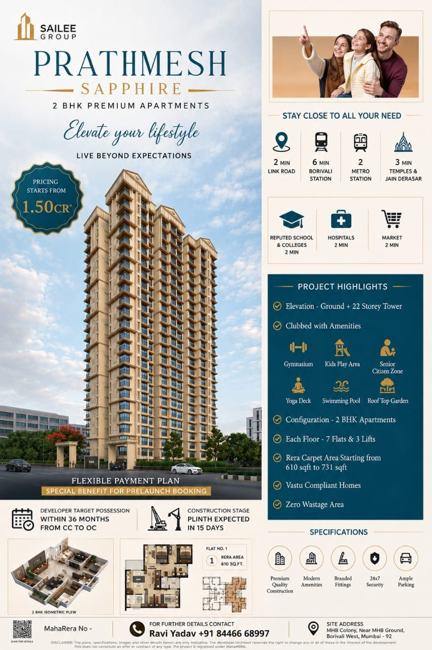 2 BHK Apartment for sale in Borivali West, Mumbai