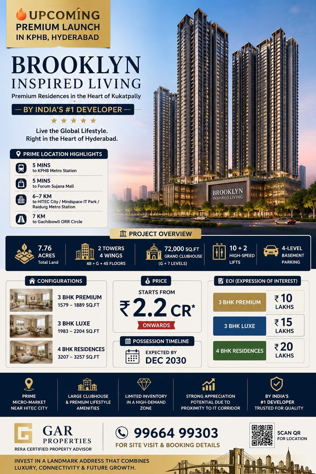 4 BHK Apartment for sale in Kukatpally, Hyderabad
