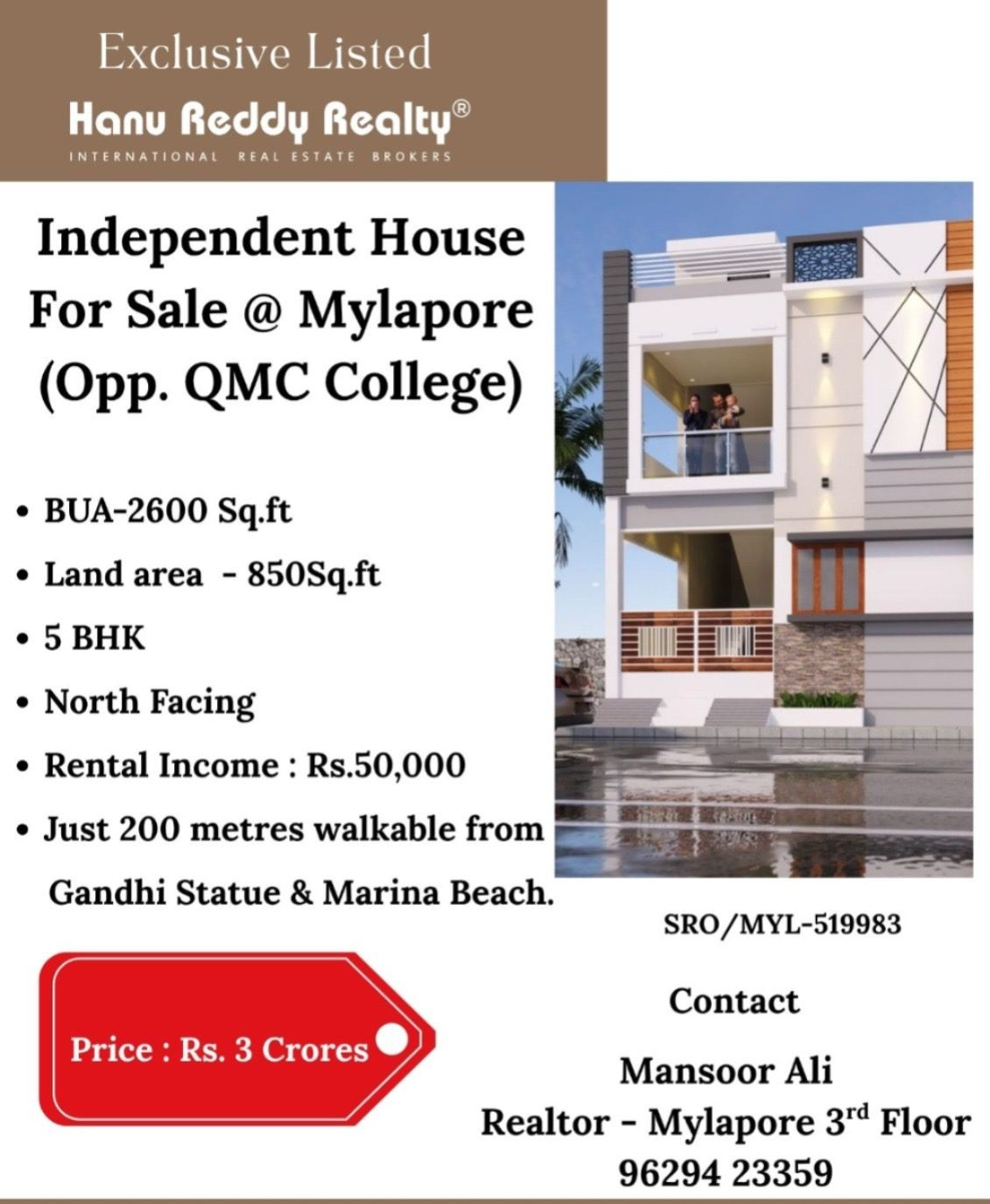 5+ BHK Villa for sale in Mylapore, Chennai