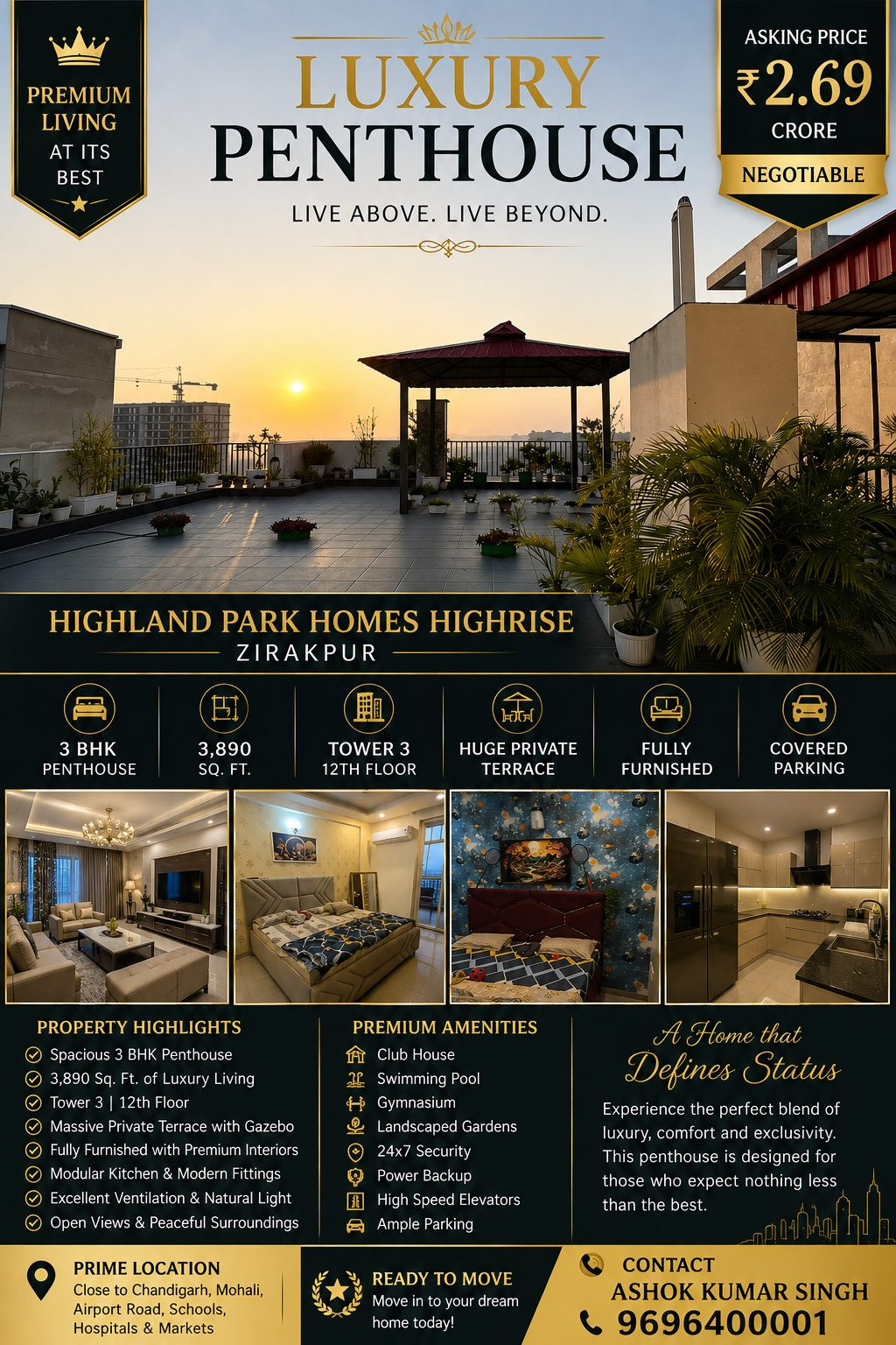 3 BHK Penthouse for sale in Zirakpur, Mohali