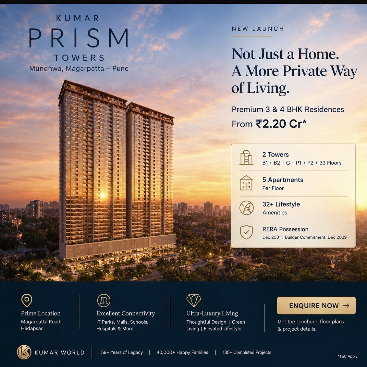 3 BHK Apartment for sale in Magarpatta, Pune