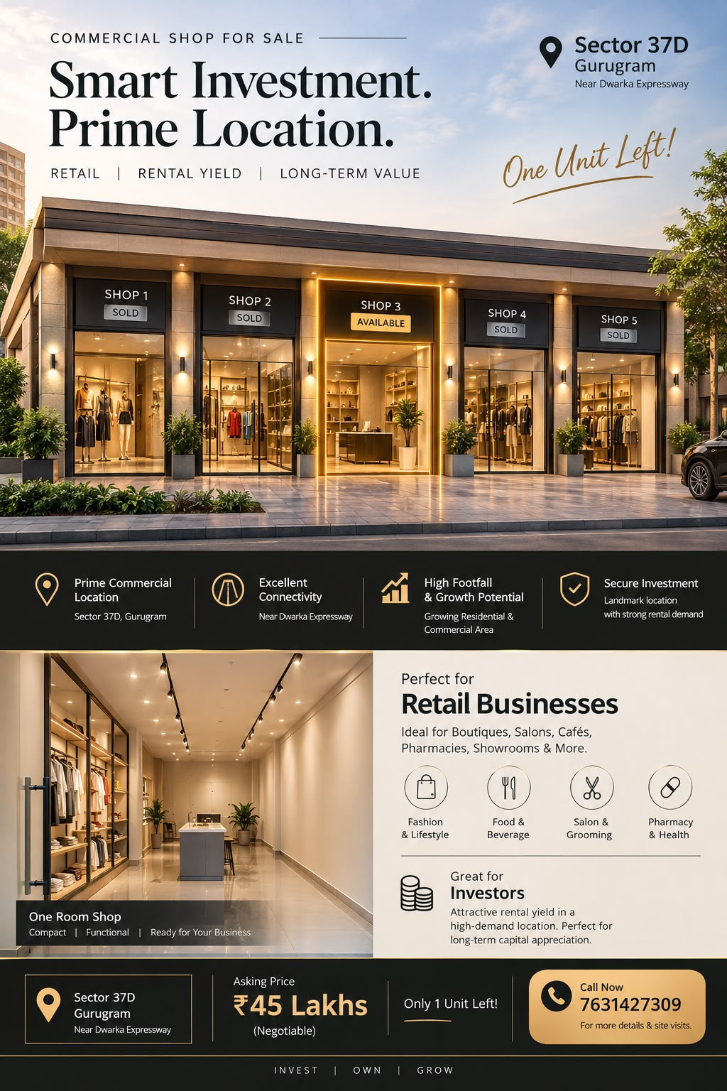 170 SQ.FT COMMERCIAL SHOP FOR SALE IN SECTOR 37D, GURUGRAM