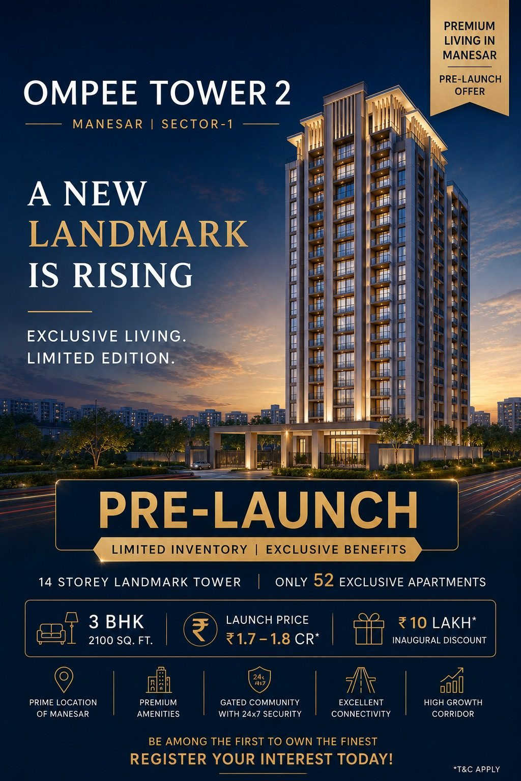 3 BHK Apartment for sale in Manesar, gurugram
