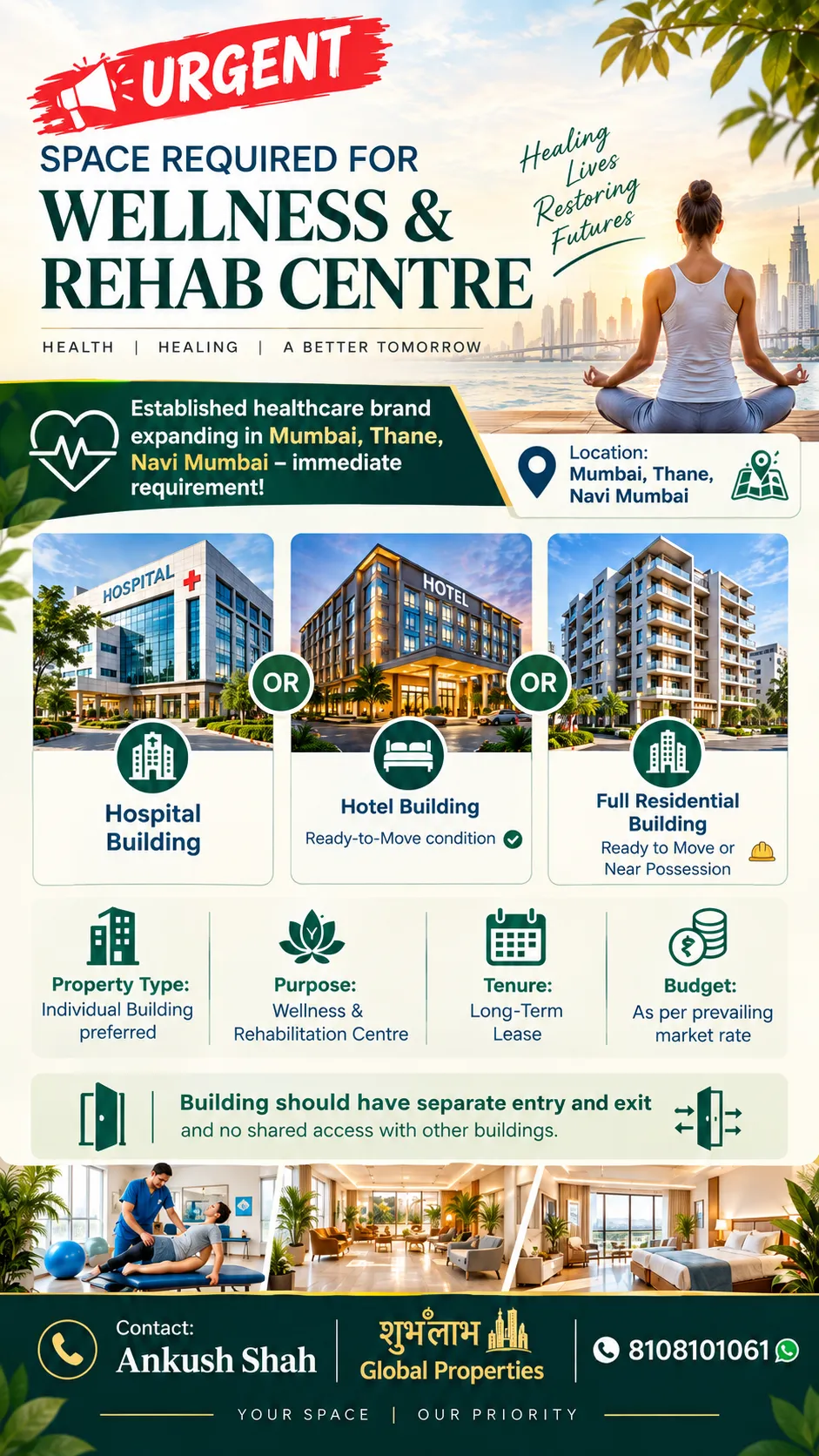 🧘‍♂️🌿 URGENT – SPACE REQUIRED FOR WELLNESS & REHAB CENTRE 🏥💆‍♀️
✅ Establis…