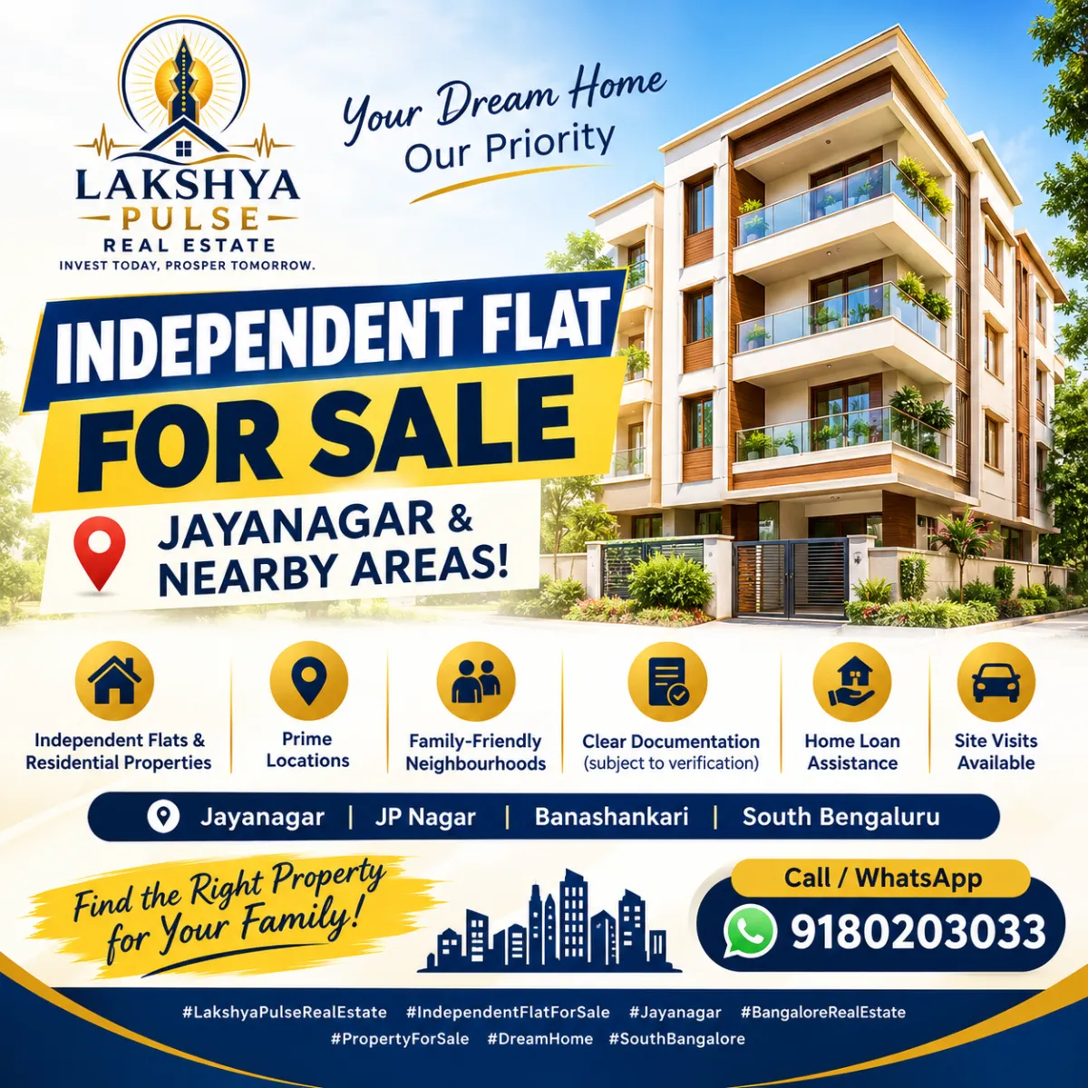 JAYANAGAR & NEARBY AREAS! 
Looking to buy your dream home in Bengaluru?

Laks…