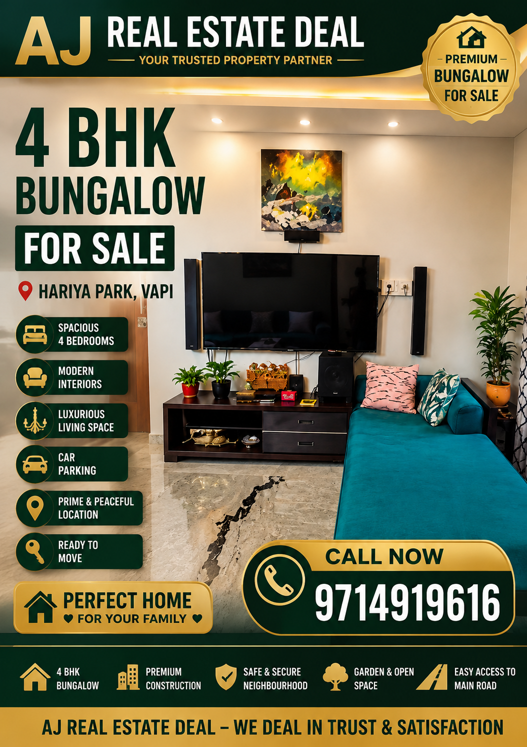2000 sf land 1800 bandhkam ground+1 
4 bhk bunglow sale hariya park vapi Gujara…