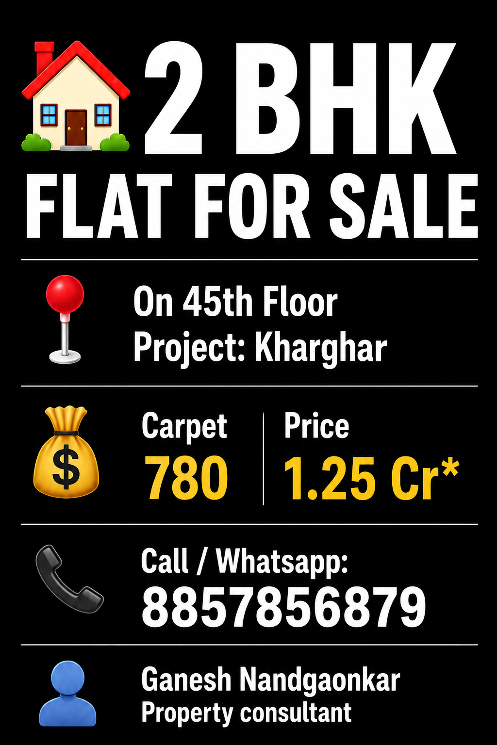 Myself Ganesh Nandgaonkar I'm from public home Company property consultant..