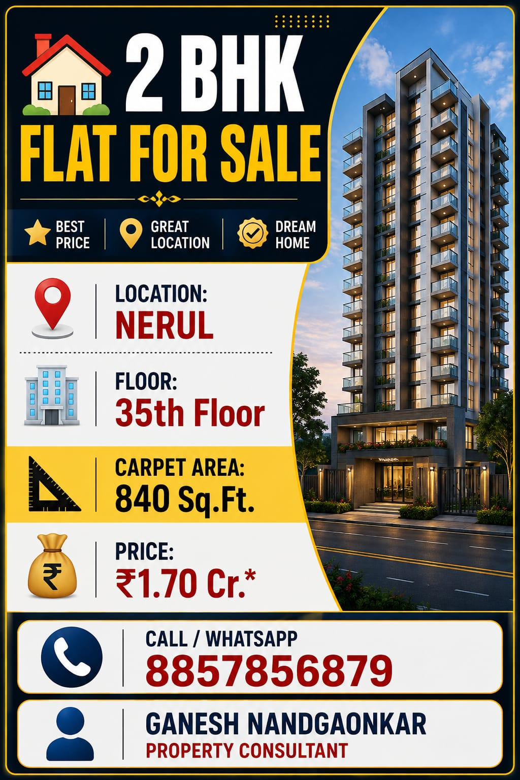 Myself Ganesh Nandgaonkar I'm a property consultant of Real estate.. i show you…
