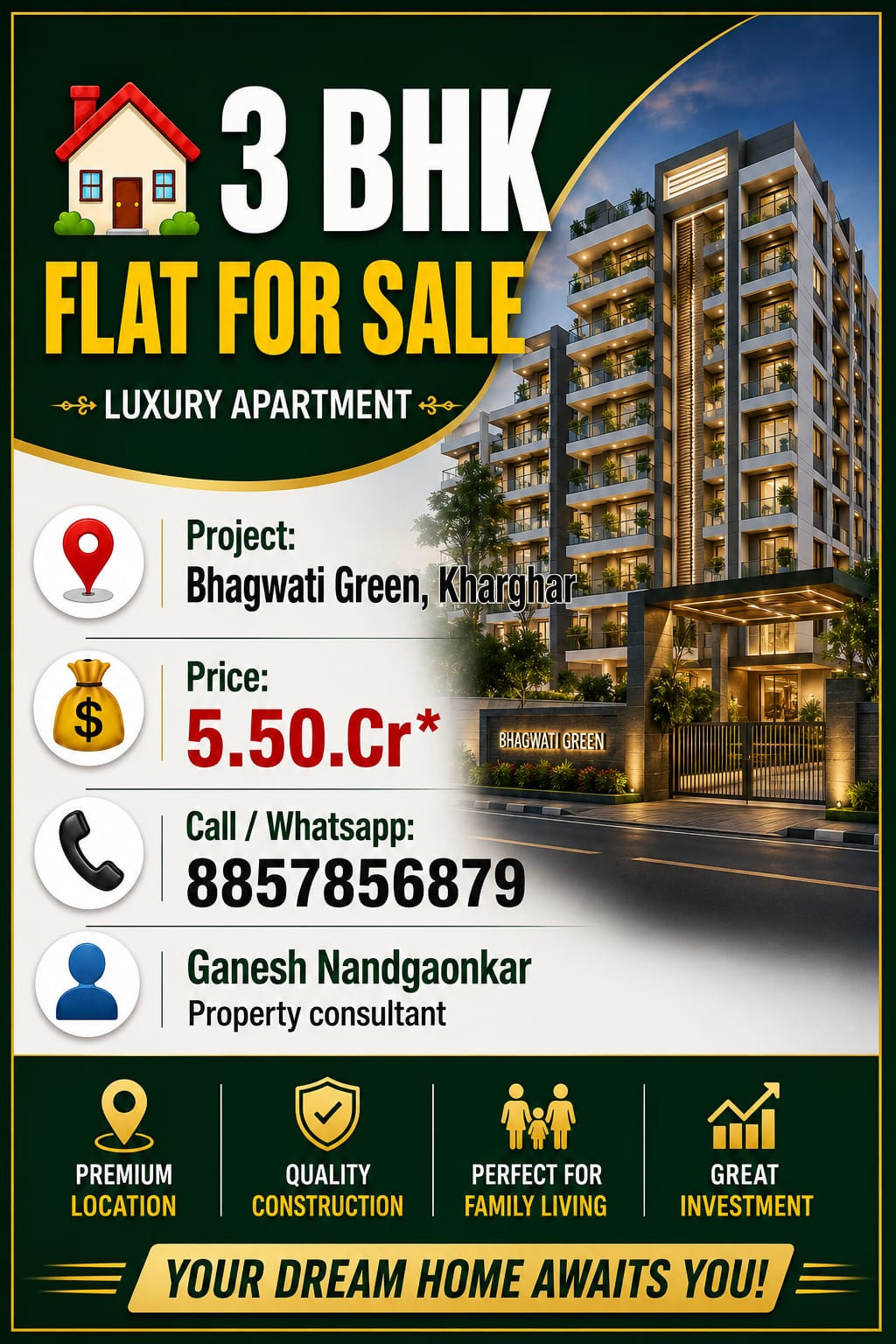 Myself Ganesh Nandgaonkar I'm a property consultant of Real estate.. i show you…