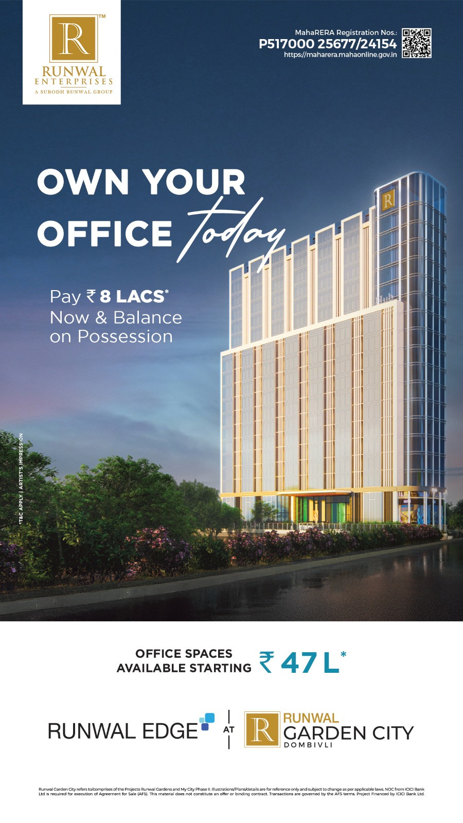 🏢 Own Your Premium Office Space at Runwal Garden City, Dombivli
 🏢Why exhaust…